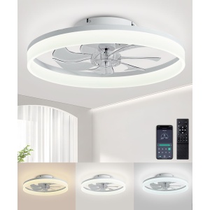 AQUBT 20" Modern Low Profile Ceiling Fan with 6 Speeds for Kids Room